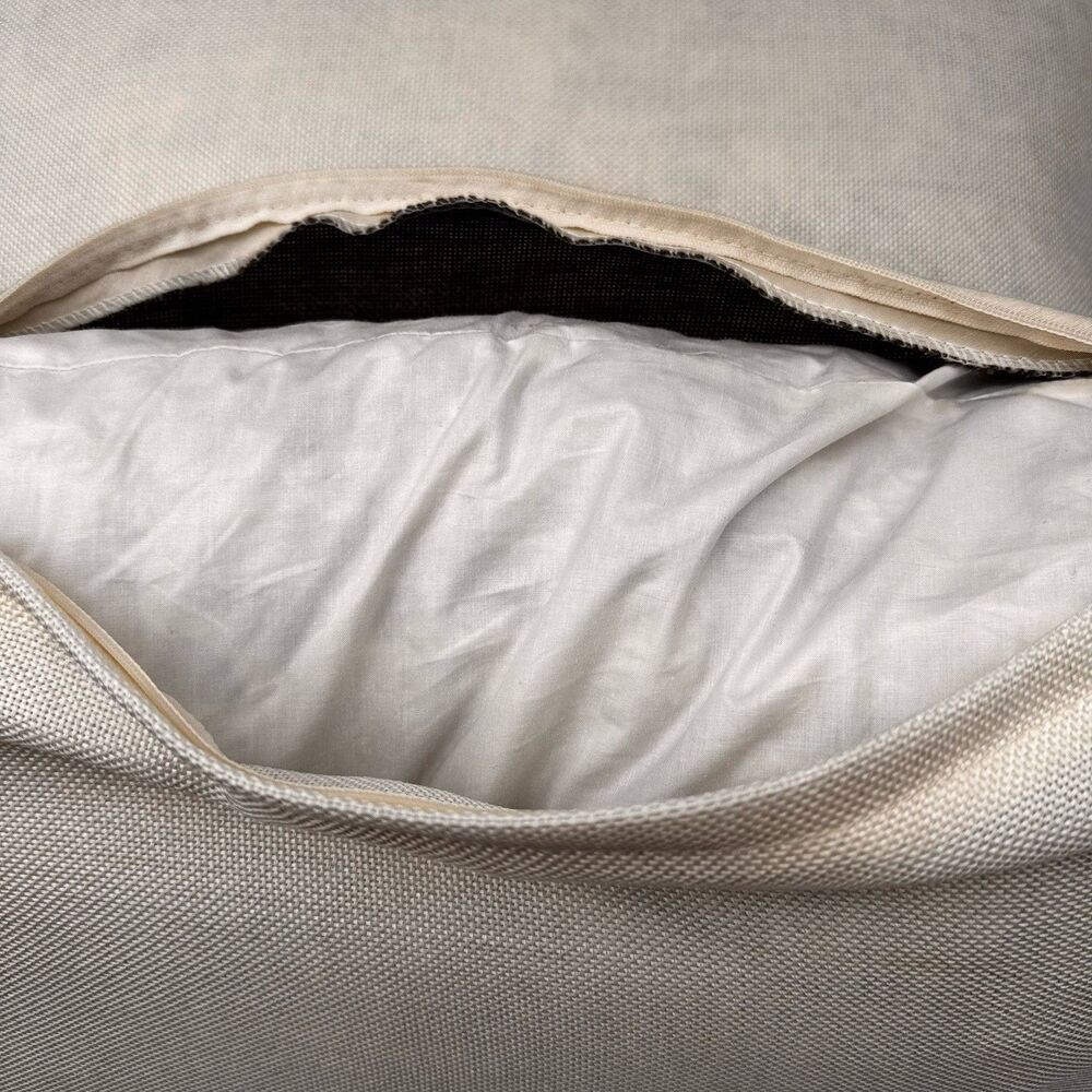 Set Of 2 Feather Down Accent Throw Pillows Gray Textured 19x11 Removable Covers - Picture 5 of 7